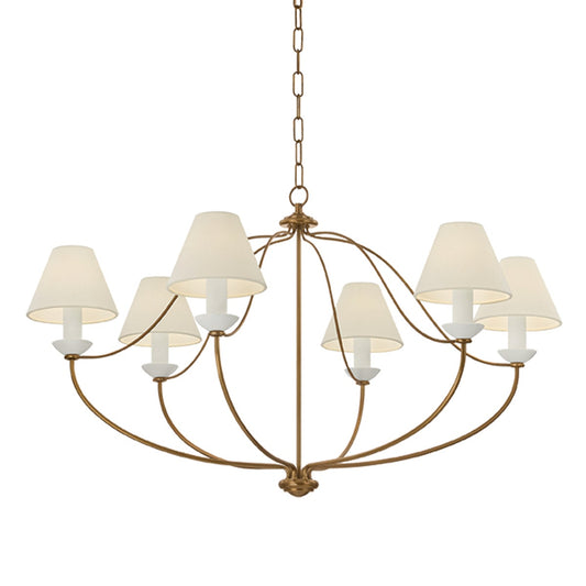 Mitzi by Hudson Valley Lighting Brinlea 6-Light Chandelier in Patina Brass / Off White Linen