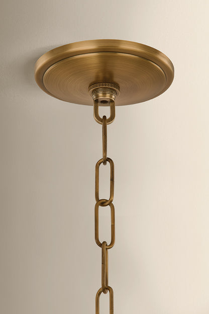 Mitzi by Hudson Valley Lighting Brinlea 5-Light Chandelier in Patina Brass / Off White Linen, detail view 1
