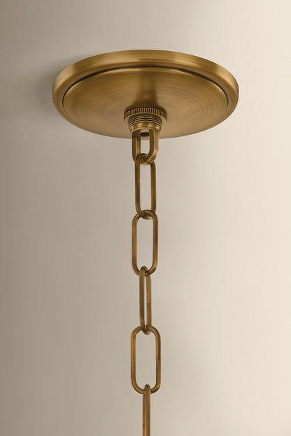 Mitzi by Hudson Valley Lighting Brinlea 6-Light Chandelier in Patina Brass / Off White Linen, detail view 1