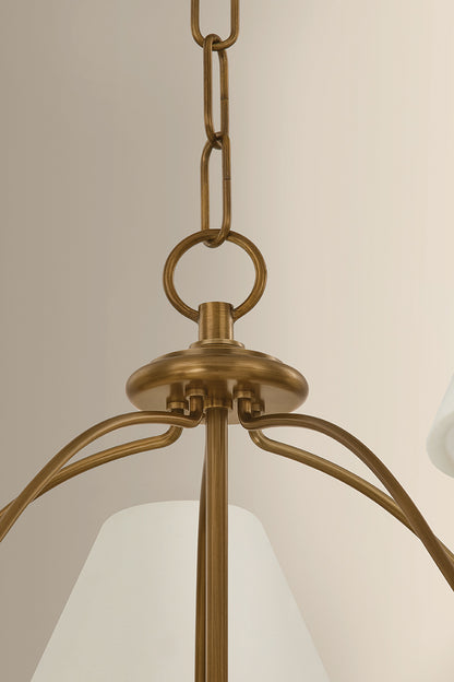 Mitzi by Hudson Valley Lighting Brinlea 5-Light Chandelier in Patina Brass / Off White Linen, detail view 2