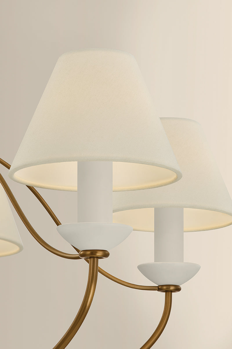 Mitzi by Hudson Valley Lighting Brinlea 5-Light Chandelier in Patina Brass / Off White Linen, detail view 4