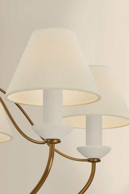 Mitzi by Hudson Valley Lighting Brinlea 5-Light Chandelier in Patina Brass / Off White Linen, detail view 4