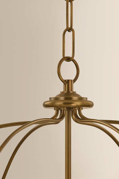 Mitzi by Hudson Valley Lighting Brinlea 6-Light Chandelier in Patina Brass / Off White Linen, detail view 4