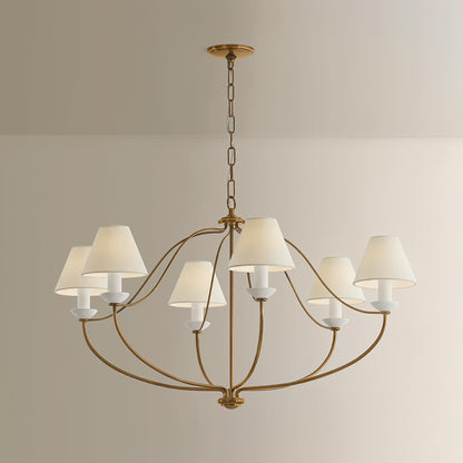 Mitzi by Hudson Valley Lighting Brinlea 6-Light Chandelier in Patina Brass / Off White Linen, detail view 5