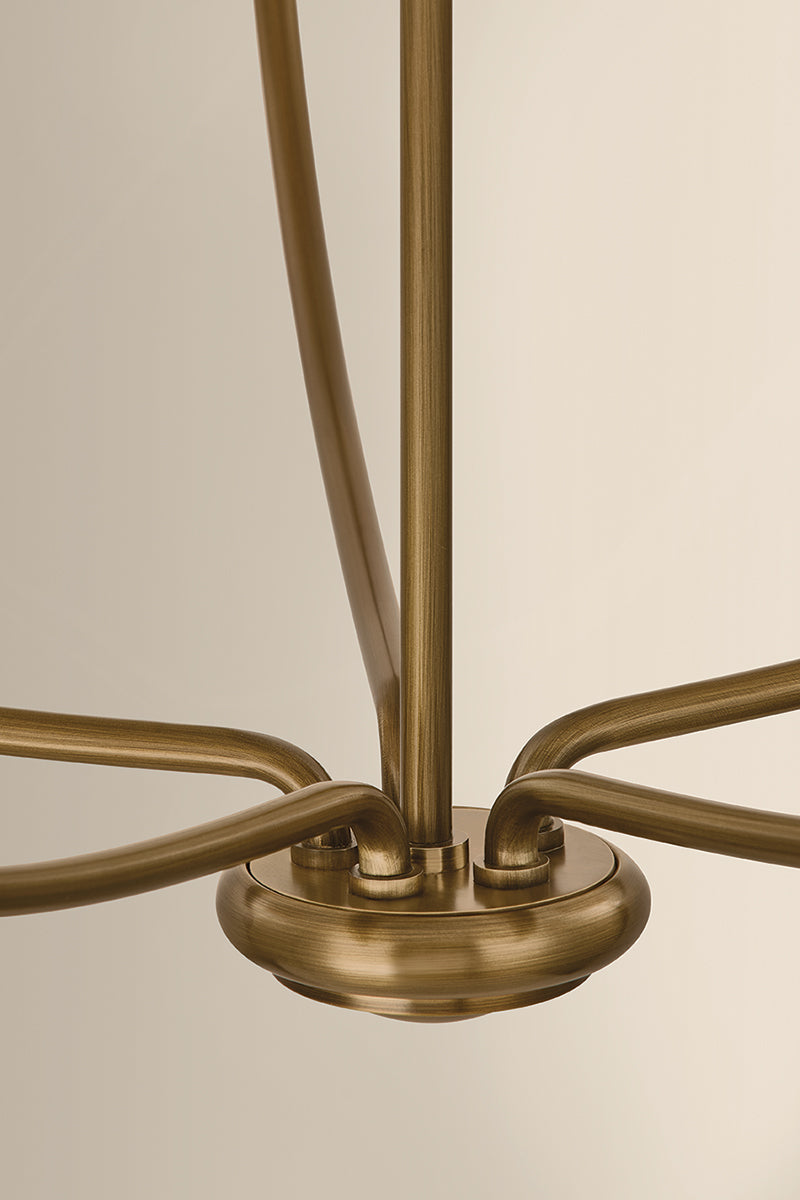 Mitzi by Hudson Valley Lighting Brinlea 5-Light Chandelier in Patina Brass / Off White Linen, detail view 6