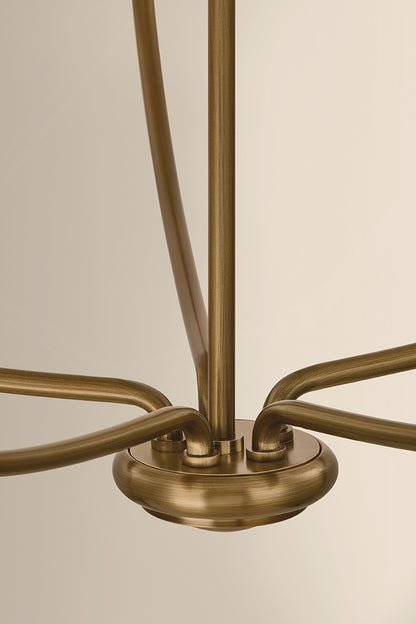 Mitzi by Hudson Valley Lighting Brinlea 5-Light Chandelier in Patina Brass / Off White Linen, detail view 6