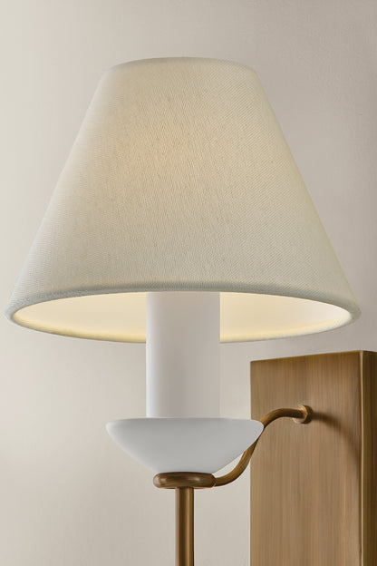 Mitzi by Hudson Valley Lighting Brinlea Wall Sconce in Patina Brass / Off White Linen, detail view 2