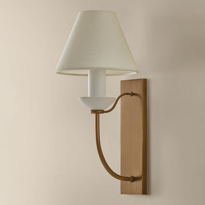 Mitzi by Hudson Valley Lighting Brinlea Wall Sconce in Patina Brass / Off White Linen, detail view 3