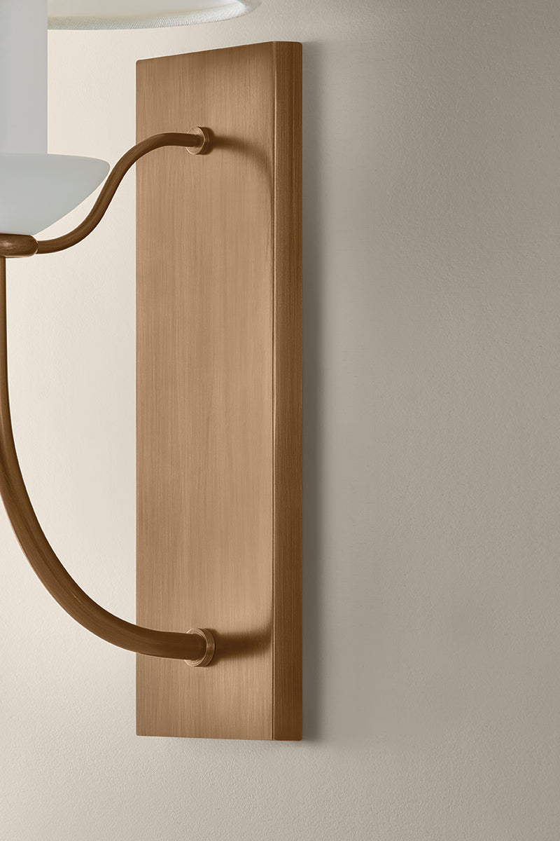 Mitzi by Hudson Valley Lighting Brinlea Wall Sconce in Patina Brass / Off White Linen, detail view 4