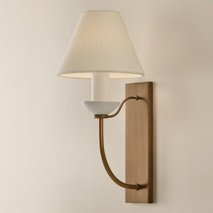 Mitzi by Hudson Valley Lighting Brinlea Wall Sconce in Patina Brass / Off White Linen, detail view 5