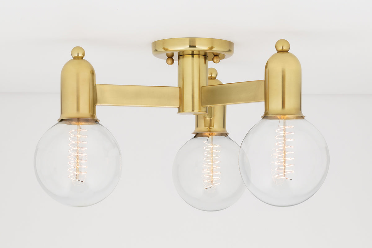 Mitzi by Hudson Valley Lighting Bryce Semi-Flush Mount in Aged Brass, detail view 1