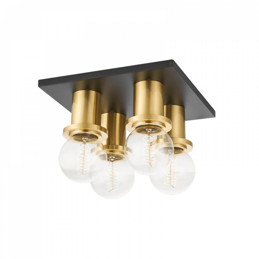 Mitzi by Hudson Valley Lighting Brandi Flush Mount Aged Brass, Black