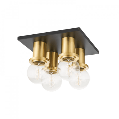 Mitzi by Hudson Valley Lighting Brandi Flush Mount Aged Brass, Black
