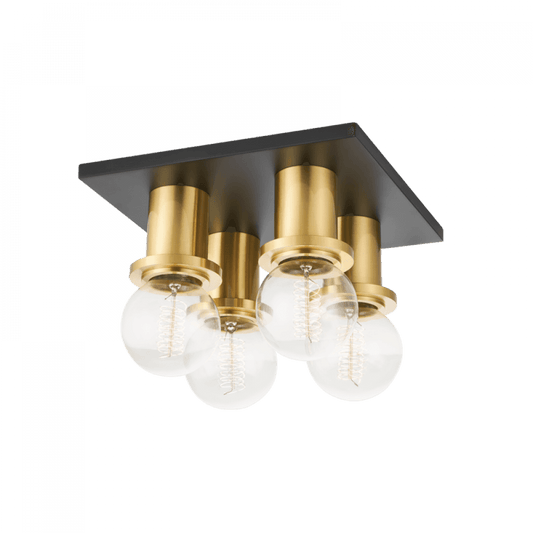 Mitzi by Hudson Valley Lighting Brandi Flush Mount Aged Brass, Black