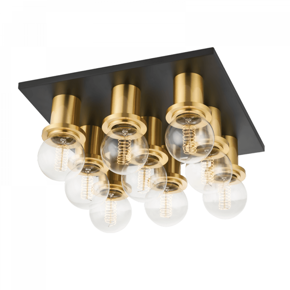 Mitzi by Hudson Valley Lighting Brandi Flush Mount Aged Brass, Black