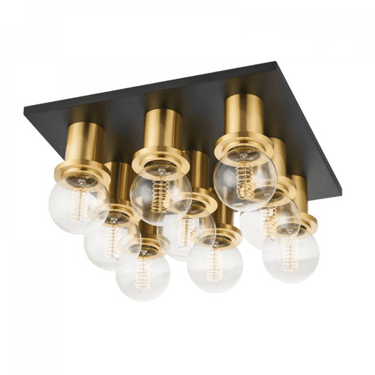 Mitzi by Hudson Valley Lighting Brandi Flush Mount Aged Brass, Black