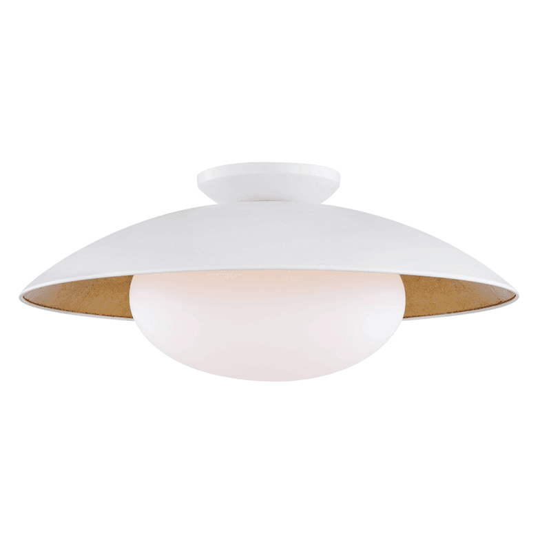 Mitzi by Hudson Valley Lighting Cadence Semi-Flush Mount White, Gold Leaf