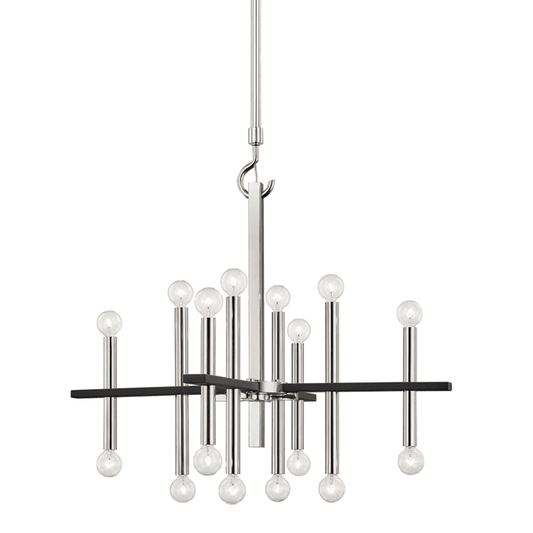 Mitzi by Hudson Valley Lighting Colette Chandelier Polished Nickel, Black