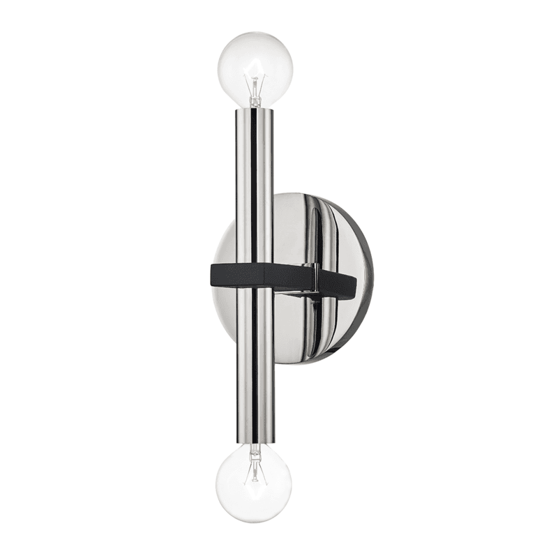 Mitzi by Hudson Valley Lighting Colette Wall Sconce Polished Nickel, Black