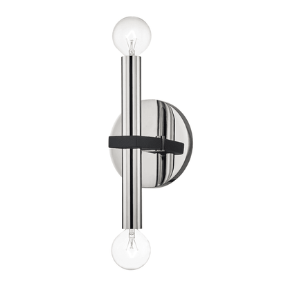 Mitzi by Hudson Valley Lighting Colette Wall Sconce Polished Nickel, Black