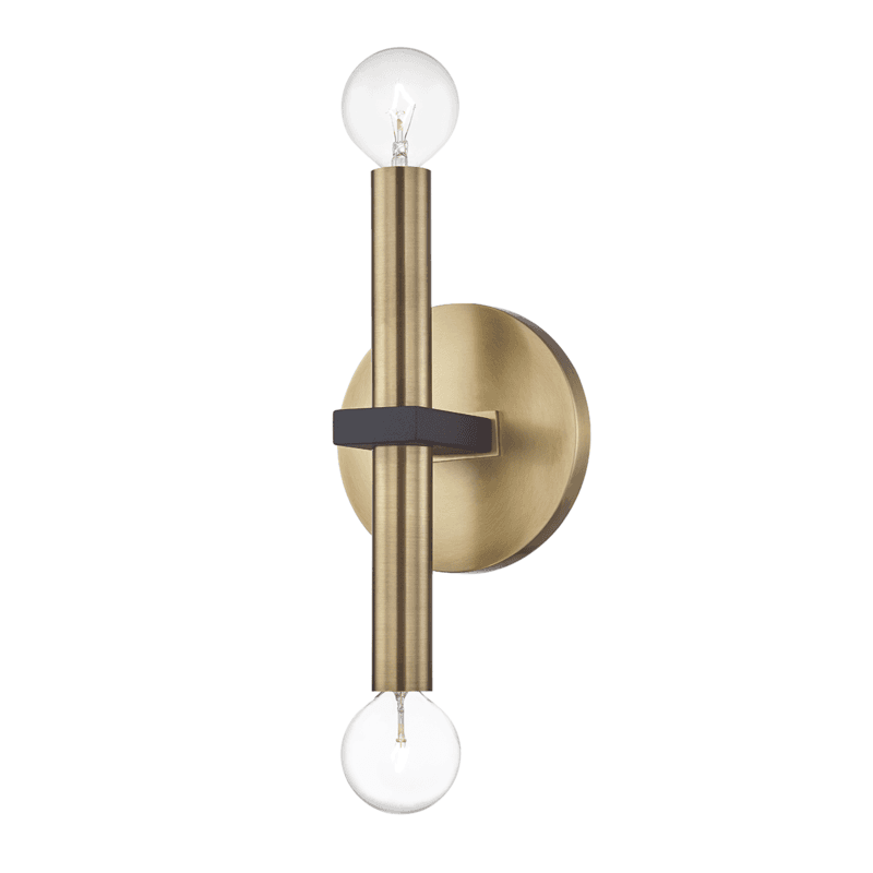 Mitzi by Hudson Valley Lighting Colette Wall Sconce Aged Brass, Black