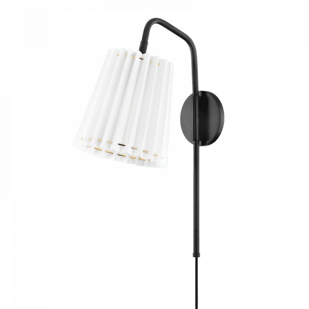 Mitzi by Hudson Valley Lighting Demi Wall Sconce, 1-Light, Soft Black, 20.25"H (HL476101-SBK 608UHE7)