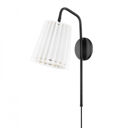 Mitzi by Hudson Valley Lighting Demi Wall Sconce, 1-Light, Soft Black, 20.25"H (HL476101-SBK 608UHE7)