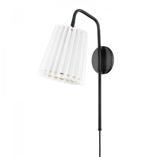 Mitzi by Hudson Valley Lighting Demi Wall Sconce, 1-Light, Soft Black, 20.25"H (HL476101-SBK 608UHE7)