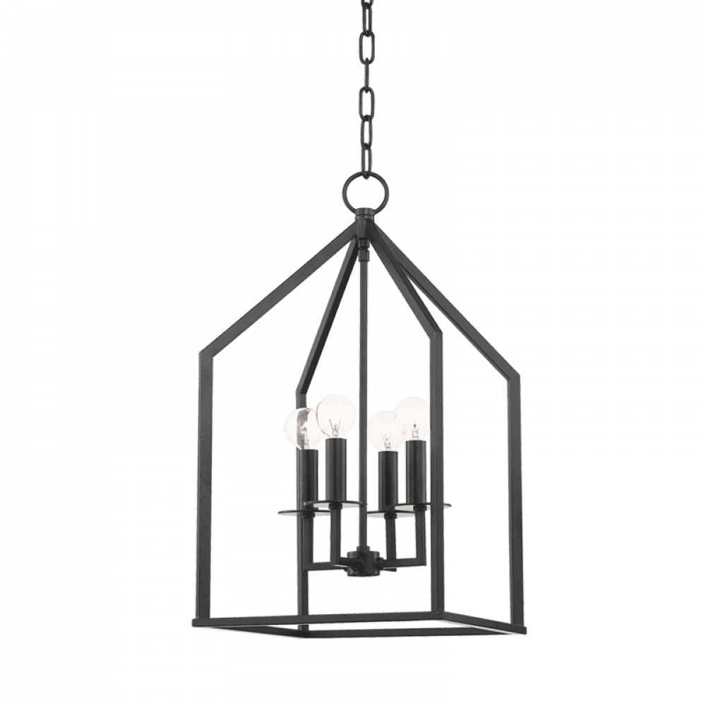 Mitzi by Hudson Valley Lighting Lena Pendant, 4-Light, Aged Iron, 12"W (H514704S-AI 608UHD3) Black, Aged Iron