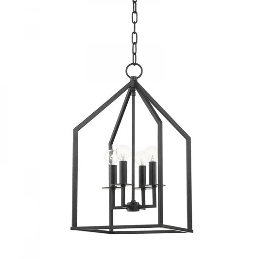 Mitzi by Hudson Valley Lighting Lena Pendant, 4-Light, Aged Iron, 12"W (H514704S-AI 608UHD3) Black, Aged Iron