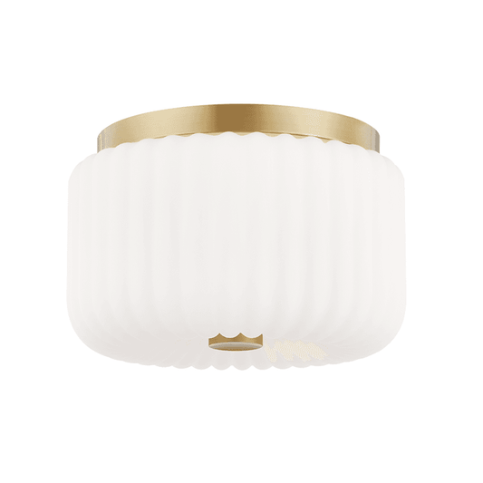 Mitzi by Hudson Valley Lighting Lydia Flush Mount Antique Brass, Aged Brass
