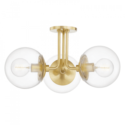 Mitzi by Hudson Valley Lighting Meadow Semi-Flush Mount Aged Brass, Brass