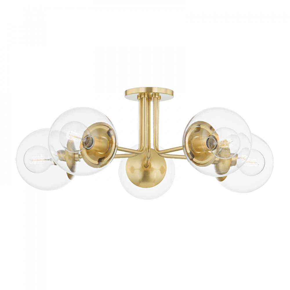Mitzi by Hudson Valley Lighting Meadow Semi-Flush Mount Brass, Aged Brass