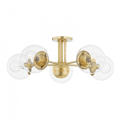 Mitzi by Hudson Valley Lighting Meadow Semi-Flush Mount Brass, Aged Brass