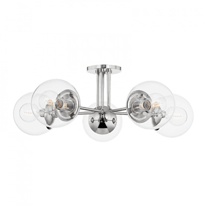 Mitzi by Hudson Valley Lighting Meadow Semi-Flush Mount Nickel, Polished Nickel