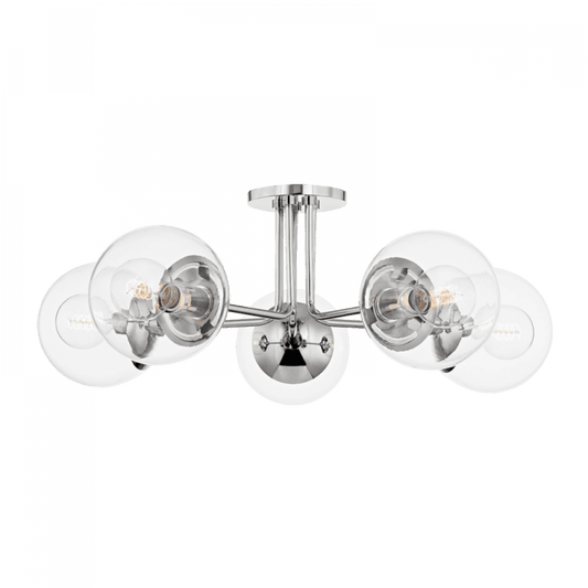 Mitzi by Hudson Valley Lighting Meadow Semi-Flush Mount Nickel, Polished Nickel