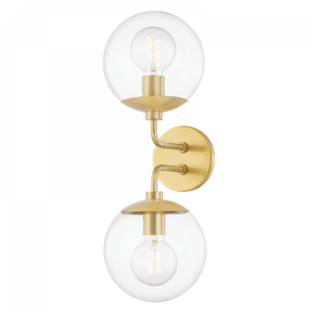 Mitzi by Hudson Valley Lighting Meadow Wall Sconce Aged Brass, Brass