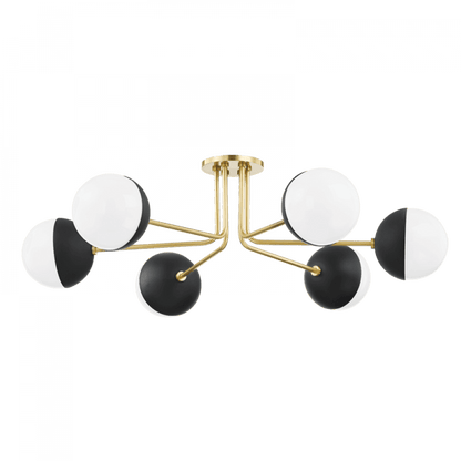 Mitzi by Hudson Valley Lighting Renee Semi-Flush Mount Aged Brass, Black
