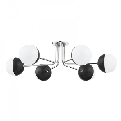 Mitzi by Hudson Valley Lighting Renee Semi-Flush Mount Polished Nickel, Black