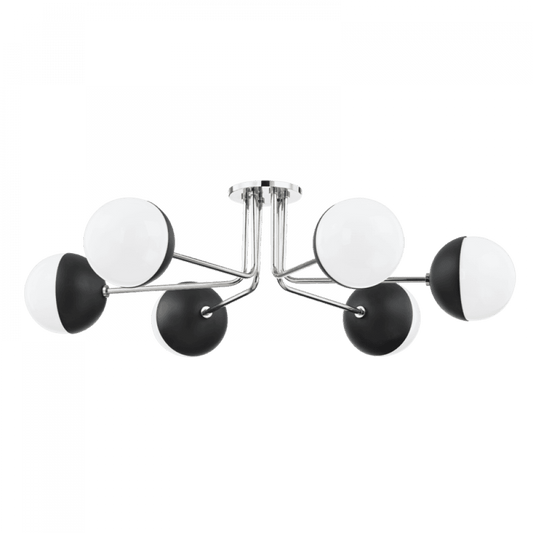 Mitzi by Hudson Valley Lighting Renee Semi-Flush Mount Polished Nickel, Black