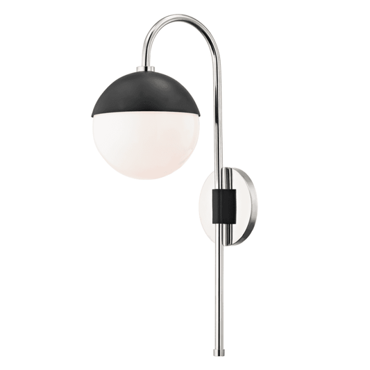 Mitzi by Hudson Valley Lighting Renee Wall Sconce Polished Nickel, Black