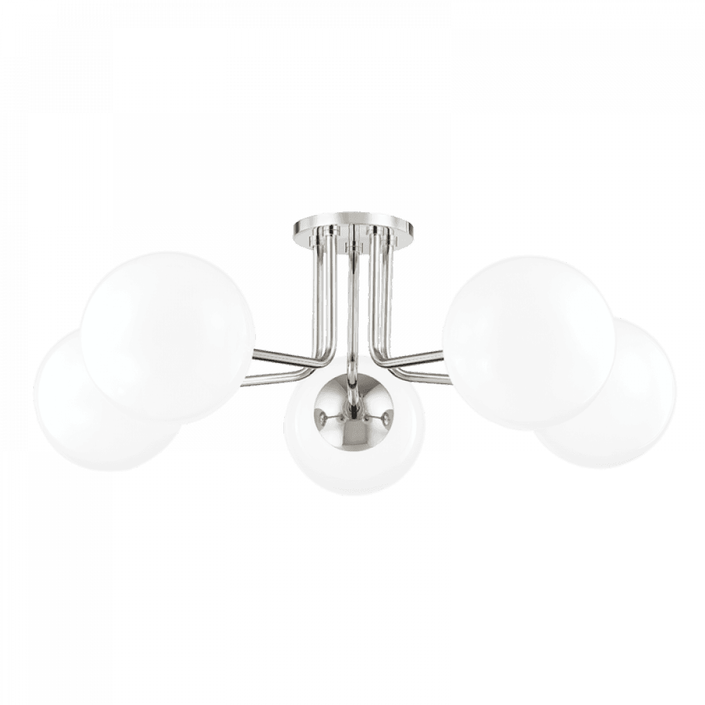 Mitzi by Hudson Valley Lighting Stella Semi-Flush Mount Nickel, Polished Nickel