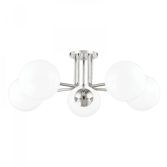 Mitzi by Hudson Valley Lighting Stella Semi-Flush Mount Nickel, Polished Nickel