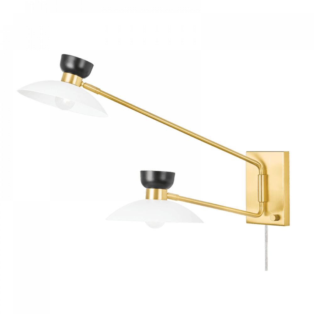 Mitzi by Hudson Valley Lighting Whitley Wall Sconce Brass, Aged Brass