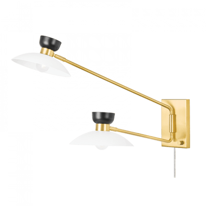 Mitzi by Hudson Valley Lighting Whitley Wall Sconce Brass, Aged Brass