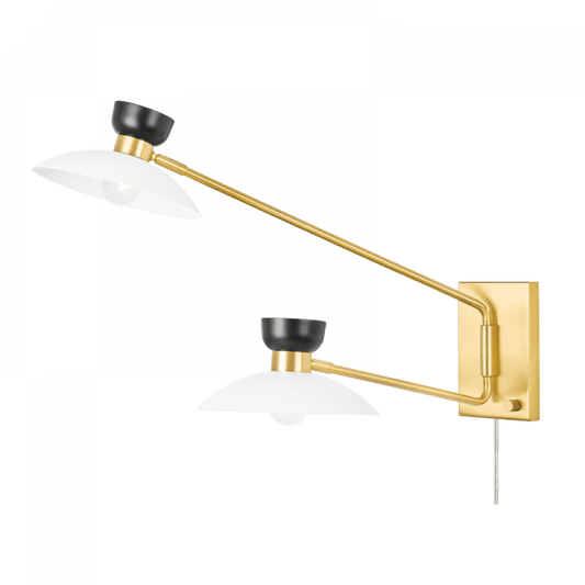 Mitzi by Hudson Valley Lighting Whitley Wall Sconce Brass, Aged Brass
