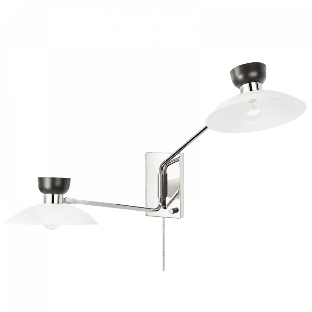 Mitzi by Hudson Valley Lighting Whitley Wall Sconce, 2-Light, Polished Nickel, 19.75"H (HL481202-PN 608UHEE)