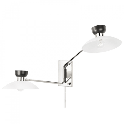 Mitzi by Hudson Valley Lighting Whitley Wall Sconce, 2-Light, Polished Nickel, 19.75"H (HL481202-PN 608UHEE)
