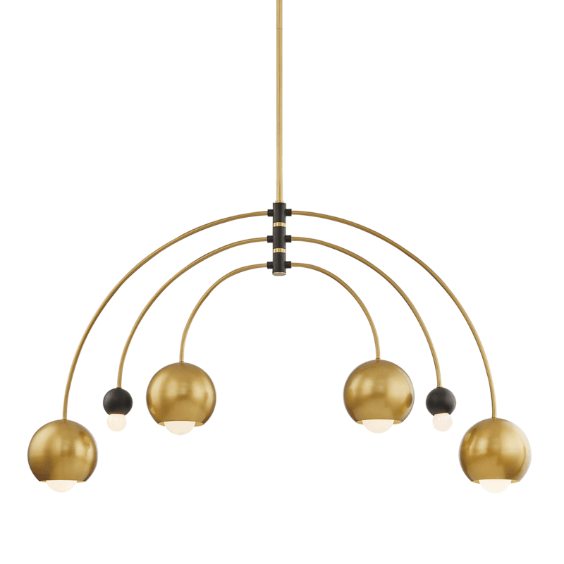 Mitzi by Hudson Valley Lighting Willow Chandelier Aged Brass, Black