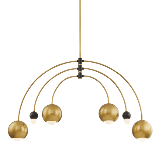 Mitzi by Hudson Valley Lighting Willow Chandelier Aged Brass, Black